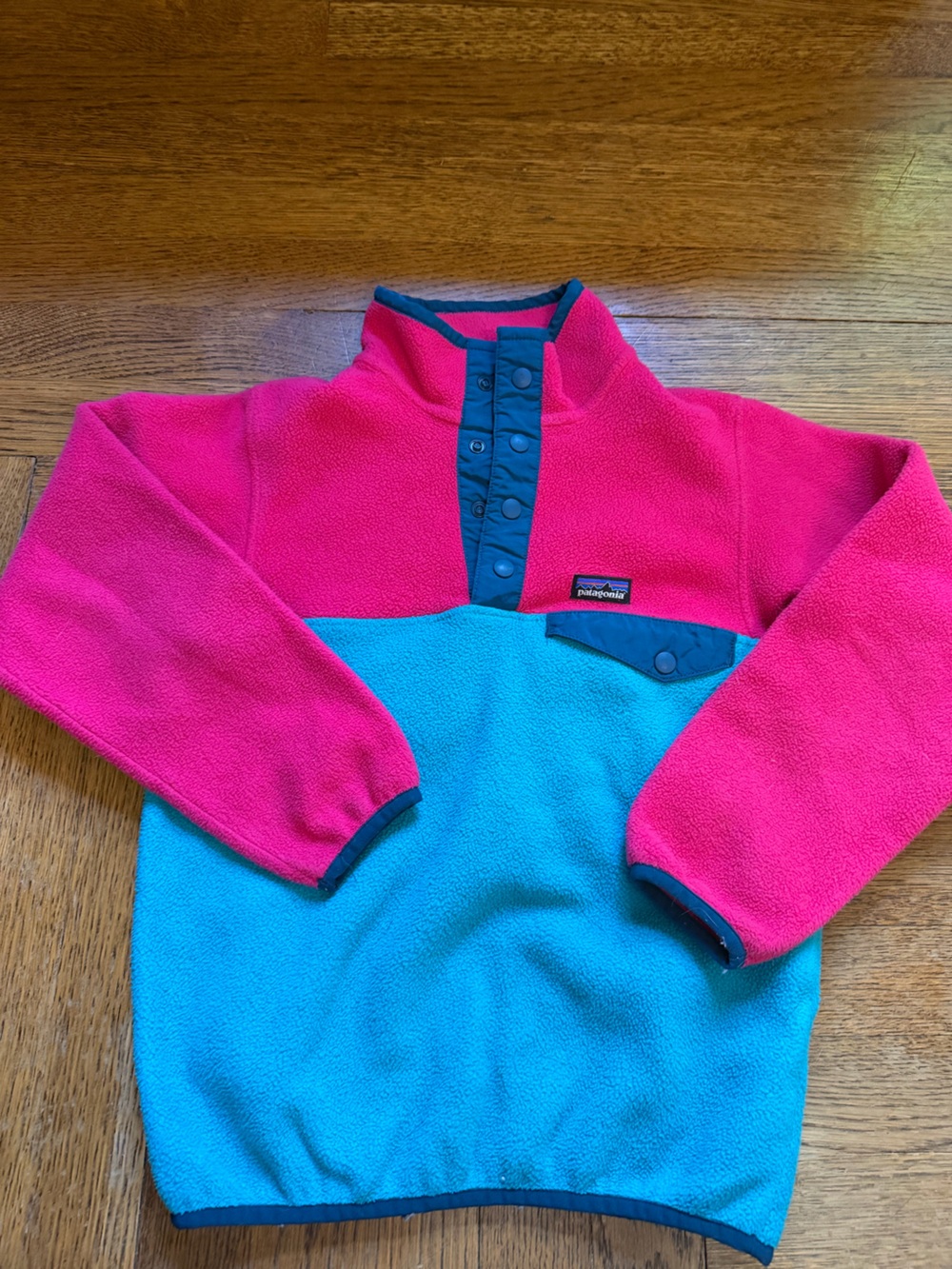 Patagonia Kids Fleece Pullover Jacket - Hot Pink & Bright Blue